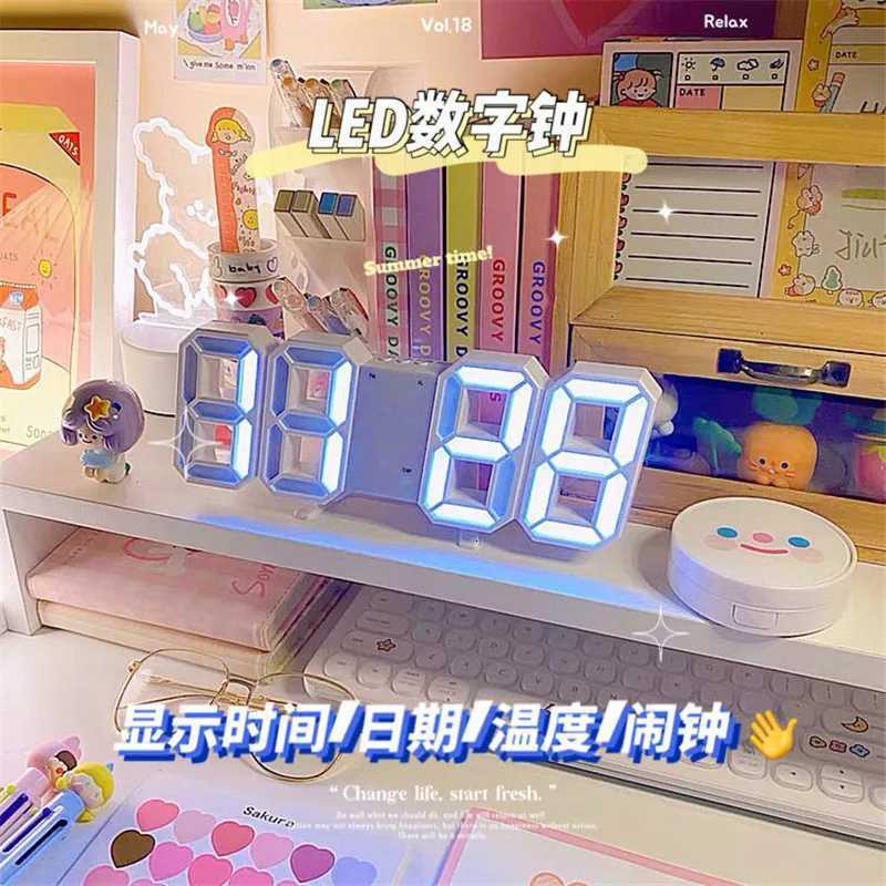 Creative 3D Mantel Clock with Digital Display Night Light Fluorescent Soft Ambient Glow Flicker-Free Desk Decor Gift M251205 - view 3