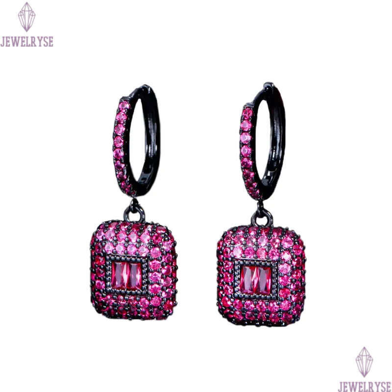 Fashion Elegant Petal Square Green Red AAA Cubic Zirconia Charm Earrings jewelry For Women Valentines Day Gift South American Copper Luxury earrings d