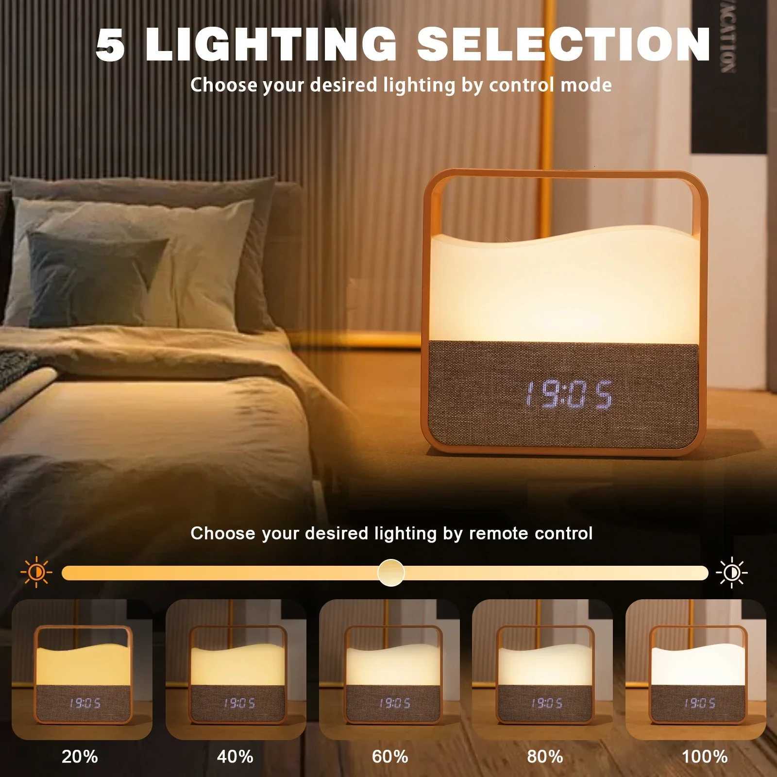 LED Night Light with Alarm Clock Time Display Rechargeable Table Lamp Bedside Sleeping Lights for Adults Kids Baby Bedroom Decor M251205 - view 6