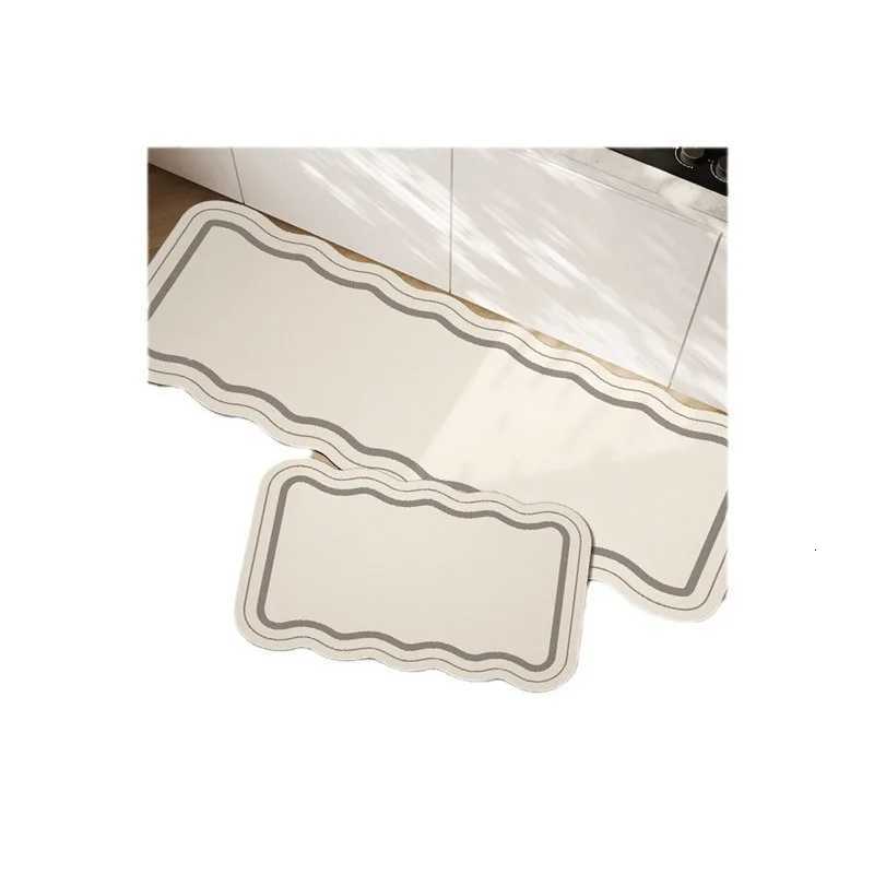 Wabi Sabi style diatomaceous earth kitchen mat household long strip absorbent and oil absorbing two-piece set floor mat H251205
