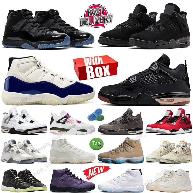 4s 11s With Box Designer Basketball Shoes Mens Womens Black Cat White Cement Navy London Cave Stone Gamma Blue H-Town Mojave Legendblue Outdoor Sports Trainers Shoes