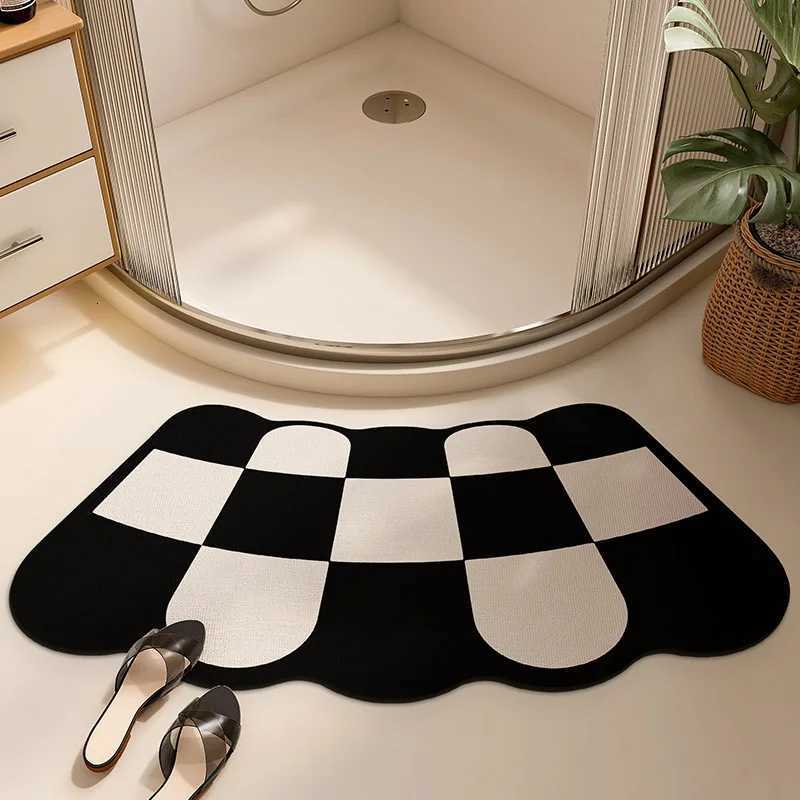 Fan Shape Toilet Bathroom Rug Shower Mat Anti-slip Diatom Mud Mat Entrance Carpet Anti-slip Curved Floor Mat H251205