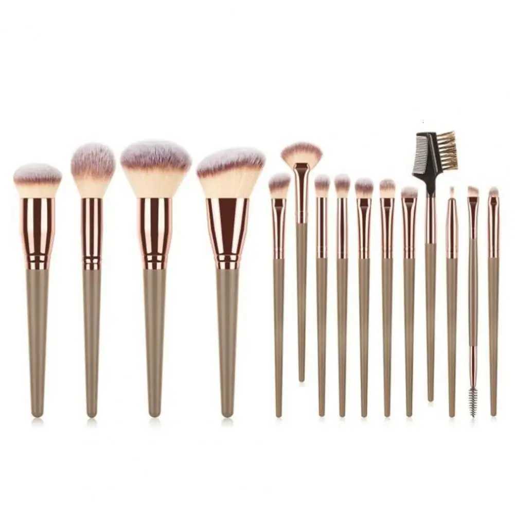 15pcs Champagne Makeup Brushes Set for Cosmetic Foundation Powder Blush Eyeshadow Kabuki Blending Make Up Brush Beauty ToolT251205