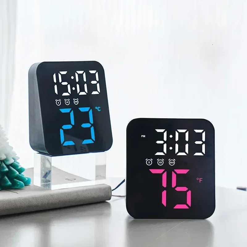 Digital Alarm Clock for Bedrooms with Temperature Adjustable Brightness Voice Control three Alarm Wall Clock 12/24H M251205 - view 4