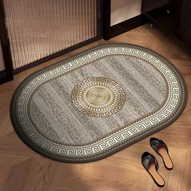 Retro French bathroom bathroom door diatom mud water absorption non-slip door mat foot pad toilet quick-drying carpet H251205