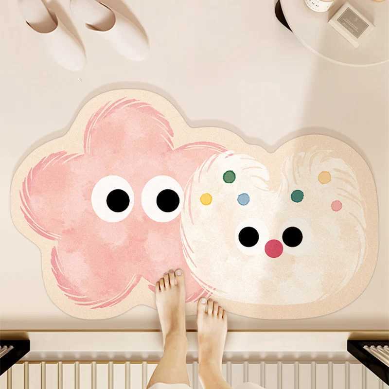 Diatom mud Japanese cartoon bathroom absorbent floor mat household bathroom door non-slip foot mat toilet quick-drying carpet H251205