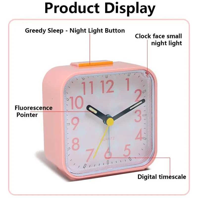 1pc Simple Night Light Small Alarm Clock Bedside Desktop with Snooze Function Household Creative Plastic Quartz Clock M251205 - view 3