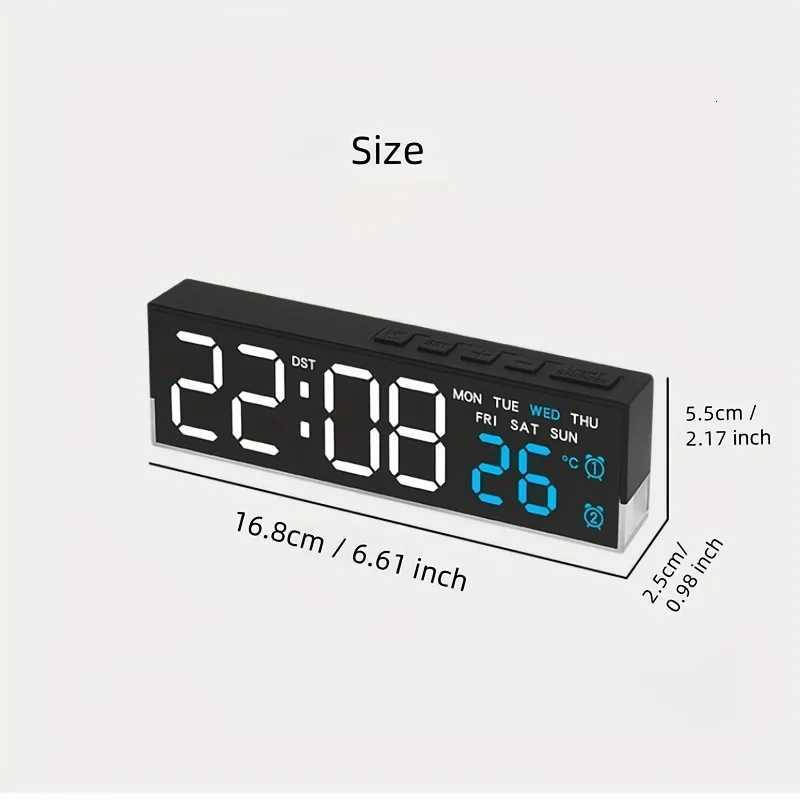 1PC Smart Bedside LED Clock Alarm clock digital clock with Night Light - Digital Alarm and Time Display 12/24H Switch LED Cloc M251205 - view 3