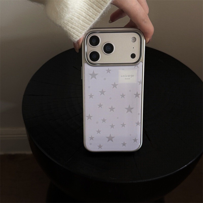 High-end Resin Purple Pentagram Case iPhone 17 Pro Max, Apple 16, 15, Electroplated 14 for Women