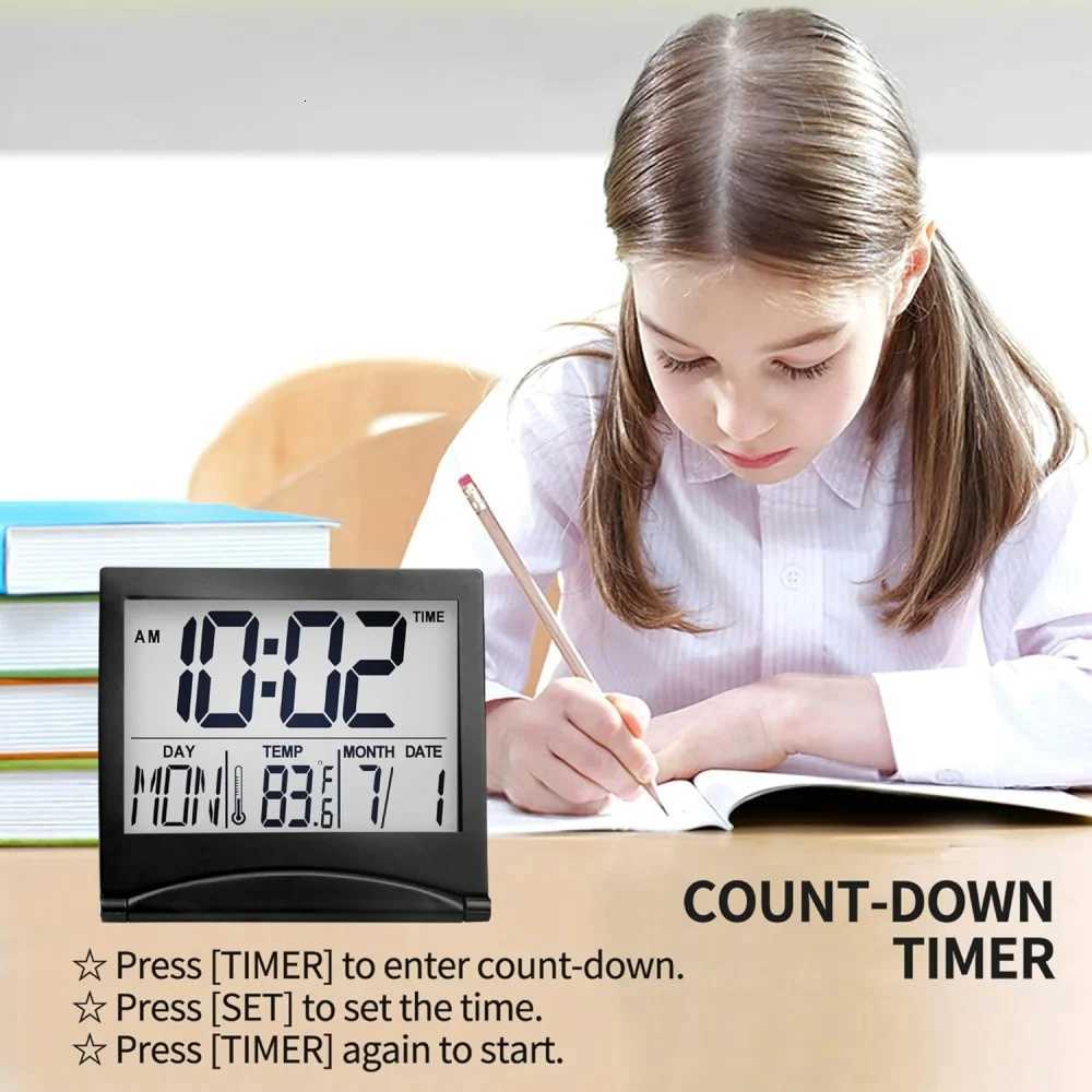 Foldable Backlit Calendar Clock Stylish Snooze Digital Alarm Clock Bedrooms Offices Travel Alarm Clock Compact Desk LCD Clock M251205 - view 6