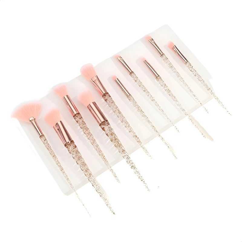 10Pcs Threaded Makeup Brushes Crystal Transparent Spiral Handle Loose Powder Blush Brushes Beauty Tools Cosmetic Brushes SetT251205