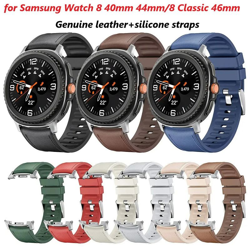 Cinturino In Vera Pelle In Silicone Per Samsung Galaxy Watch 8 Bracciale Classi…