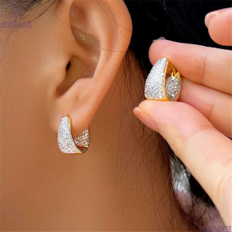 Exquisite Feather Charm earring designer for woman jewelry Wedding South American White AAA Cubic Zirconia Copper 18k Gold Silver Plated Earrings For 