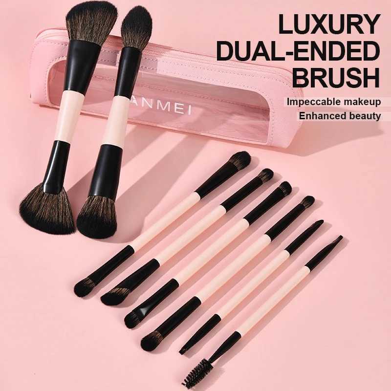 Travel Makeup Brush Set Professional 8Pcs Double-Headed Cosmetic Brushes Foundation Blush Contour KitT251205