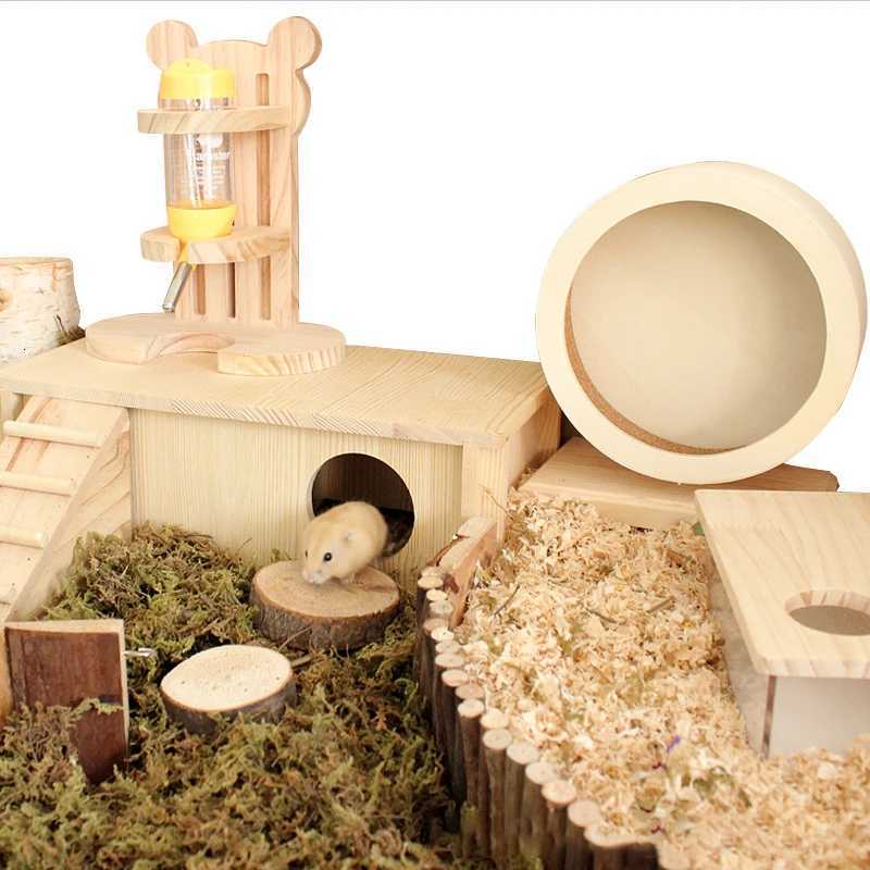 Hamster Golden Bear Wooden Solid Wood Running Wheel Silent Running Wheel Runner Roller Landscaping Toy Supplies M251205