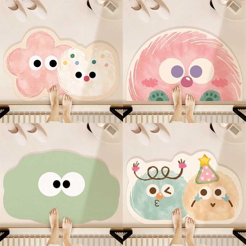 Diatom mud Japanese cartoon bathroom absorbent floor mat household bathroom door non-slip foot mat toilet quick-drying carpet H251205