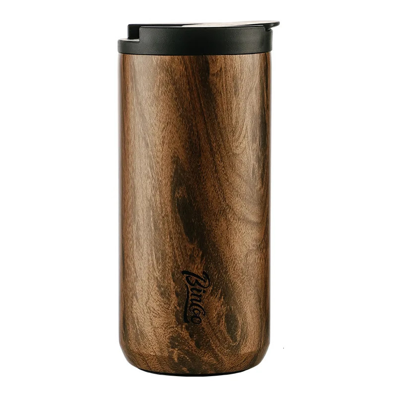 Wood Grain Pattern Thermal Cup Coffee Travel Mug Insulated Vaccum 304 Stainless Steel Thermos Bottle Tumbler Keep Cold 251107 W260226
