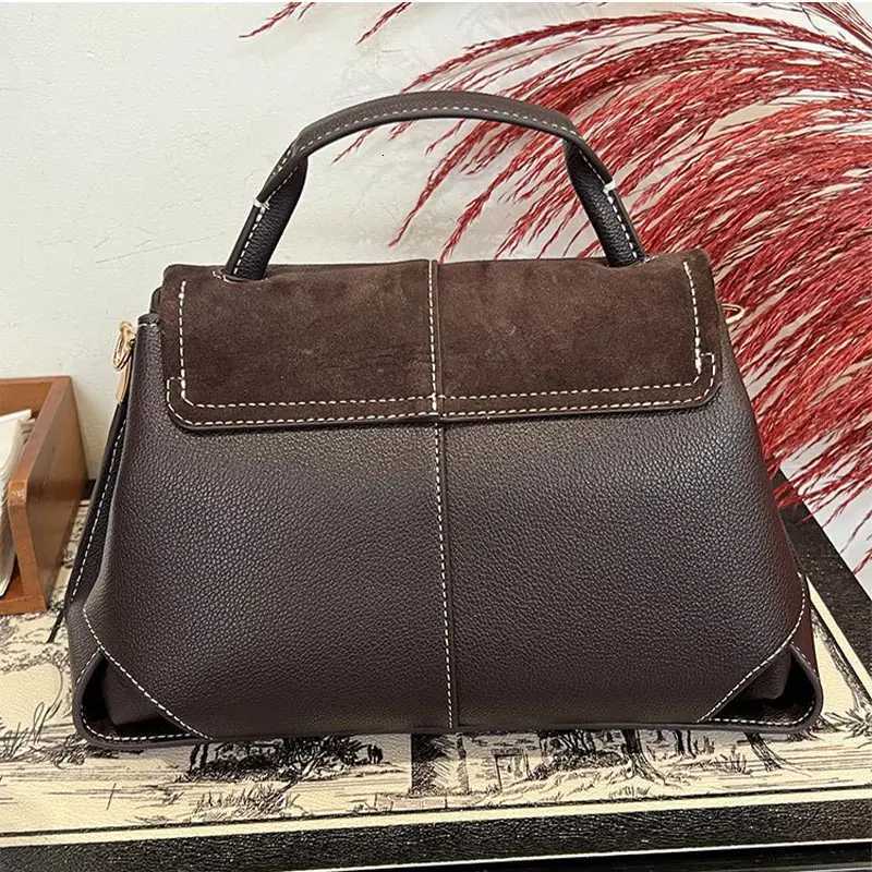 Vintage Branded Handbag High-end Suede Shoulder/crossbody Bag Trendy Flap Brown Tote Bag Large Capacity Commuter Bag For WomenT251205