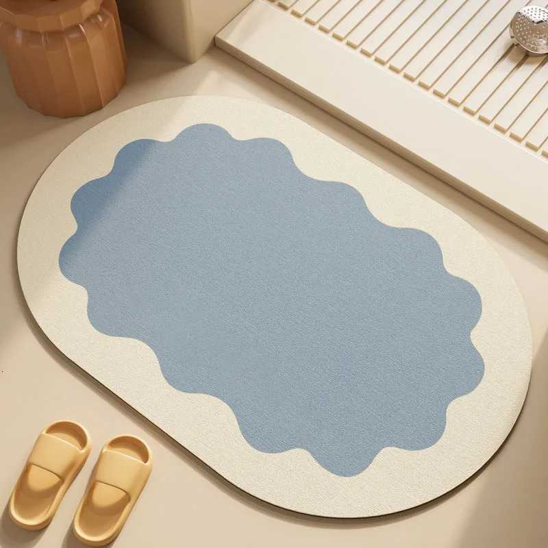 Dopamine cream wind diatom mud bathroom absorbent floor mat toilet door non-slip stepping foot pad quick drying pad H251205