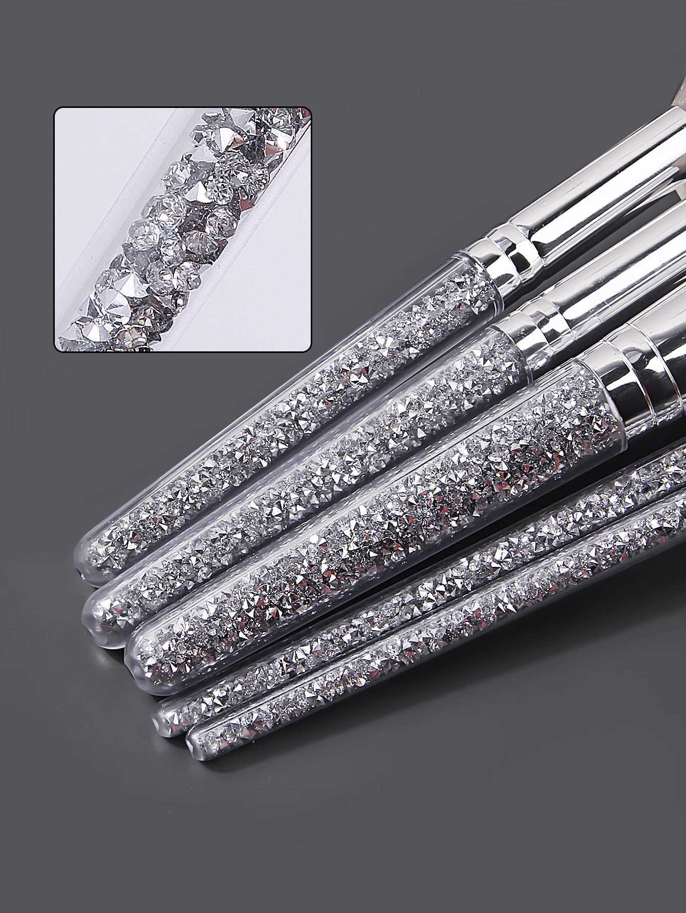 11PCS Diamond Handle Makeup Brush Set Flat-head Brush/Blade Eyeliner Brush Soft Makeup Sponge Egg Powder PuffT251205