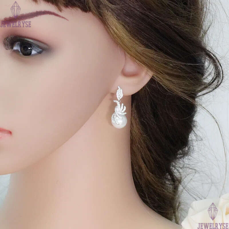 Luxury Charm Pearl earring designer for woman AAA Cubic Zirconia Silver Plated South American Water Drop White Diamond Earrings Jewelry For Women Teen