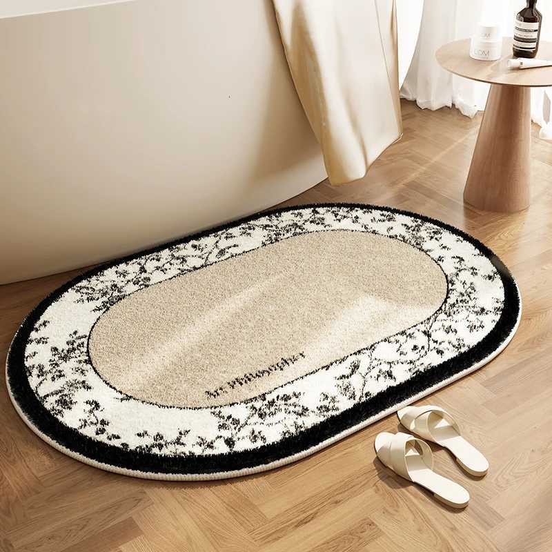 VIKAMA Bathroom Water Absorbing Floor Mat Soft and Anti-Slip Floor Mat French-Inspired Entrance Floor Mat Home Decoration H251205