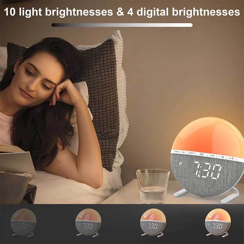 Wake Up Light Sunrise Alarm Clock Desk Clock with Colors Light Natural Sound Digital Clock for living room bedroom home decor M251205 - view 4