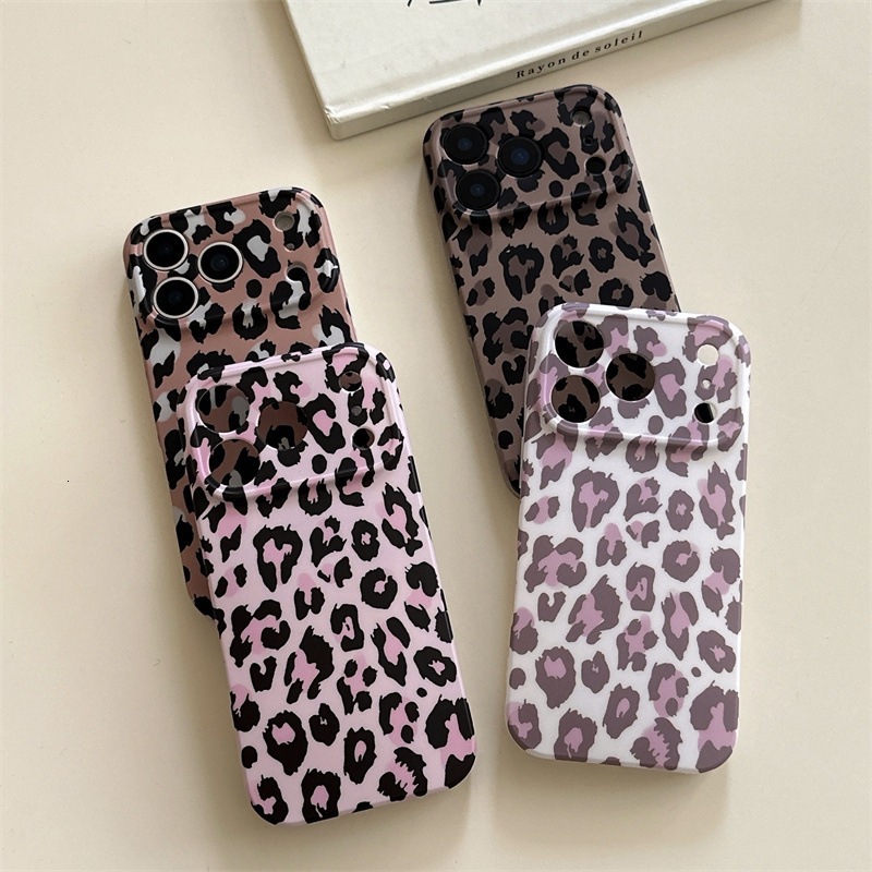 INS Korean Style Leopard Print for iPhone 17 Max Apple 16 Phone Case 15 Pro Matte IMD Girl 14P