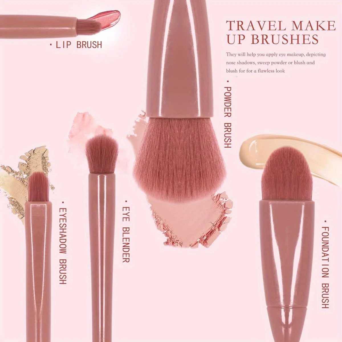 Travel Makeup Brush Set 5-Piece Professional Mini Makeup Brush Set Multiple Brush Heads Compact And Portable With Storage BoT251205