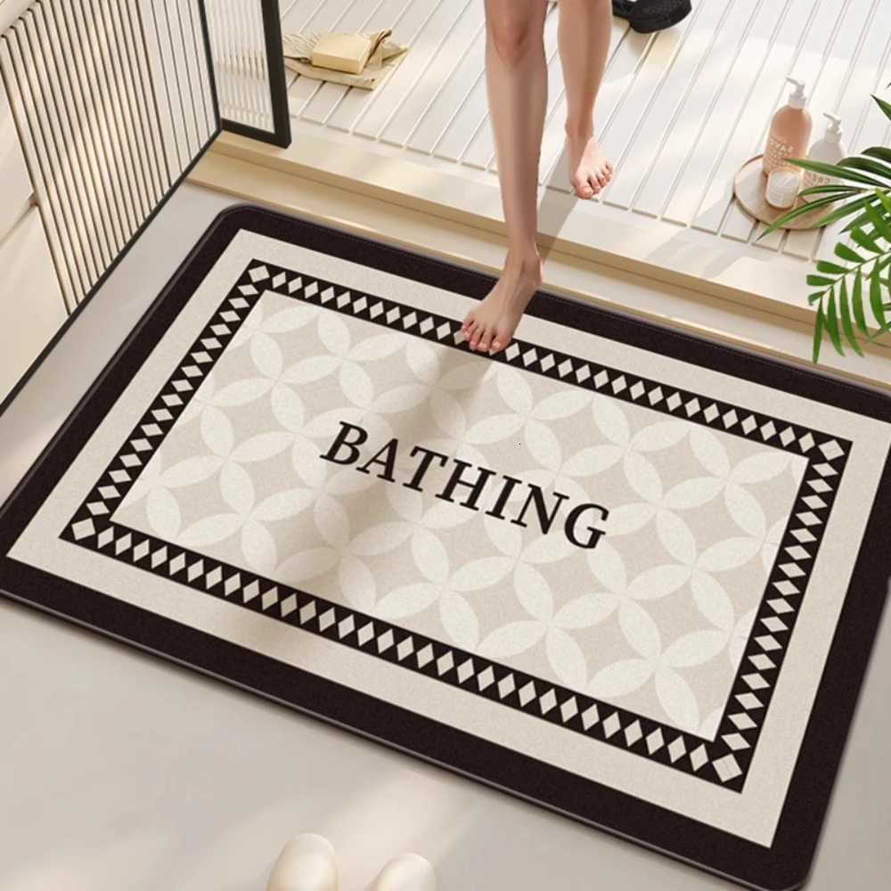 VIKAMA Bathroom Mat Earth Color Modern Simple Diatom Mud Bathroom Absorbent Mat Anti-Skid Wear-Resistant Doorstep Mat H251205
