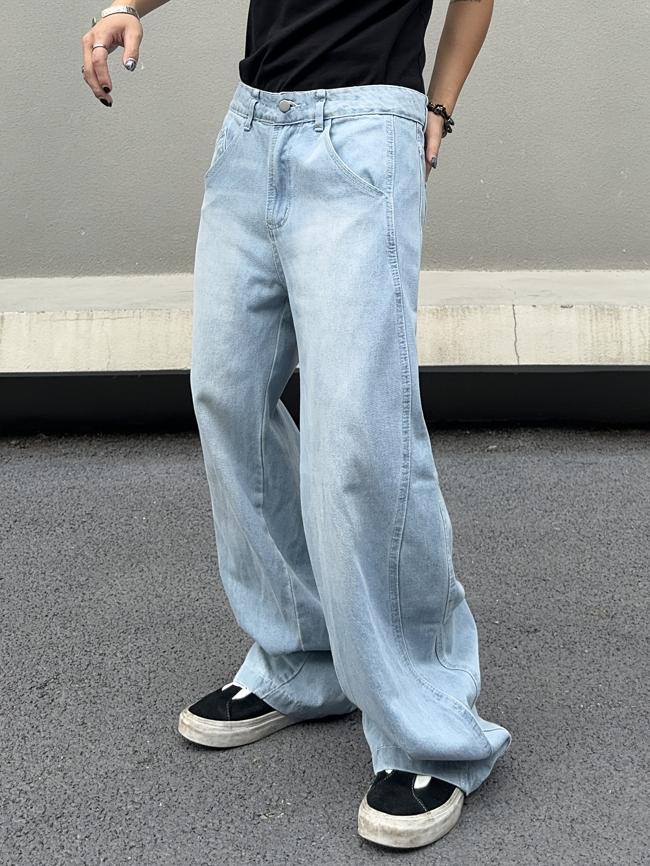 New cross-border men's loose wide-leg jeans and casual European and American slim-fit denim trousers---LT2404092502