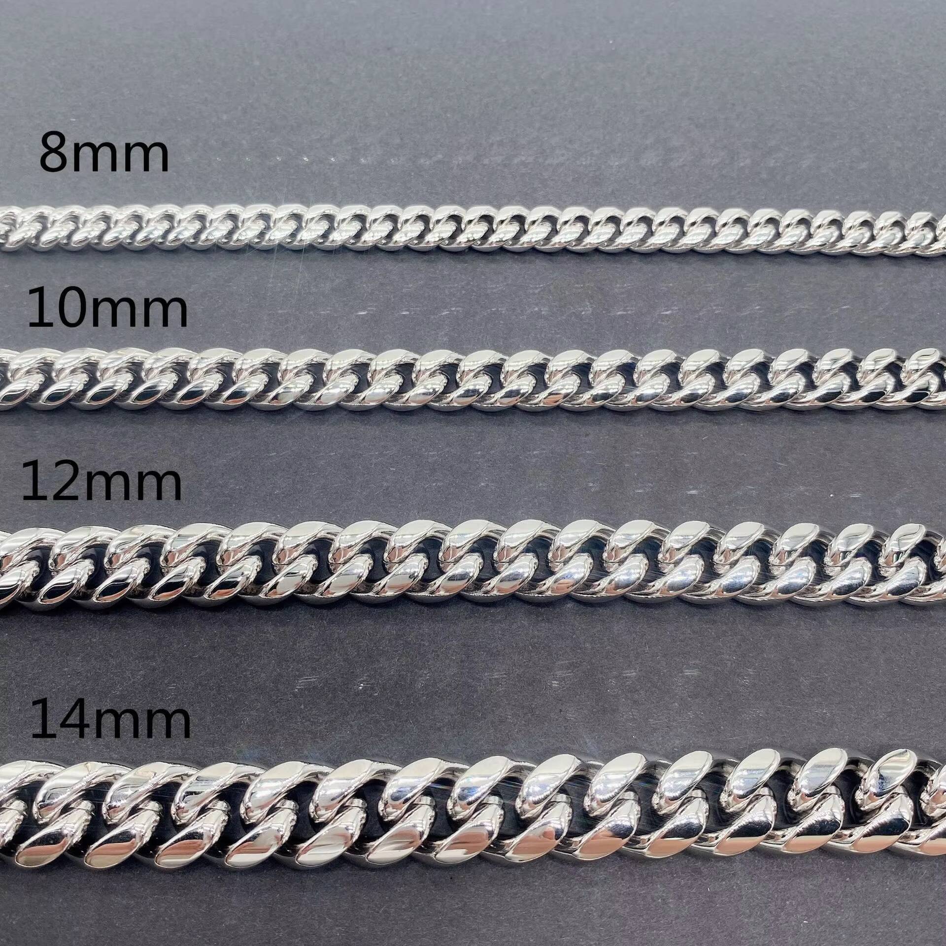 Moissan Buckle Gift Box Necklaces Chains Cuban Chain Geometric Huaxin Jewelry Sterling Silver S925 Silver 8mm 10mm Laser Deeply