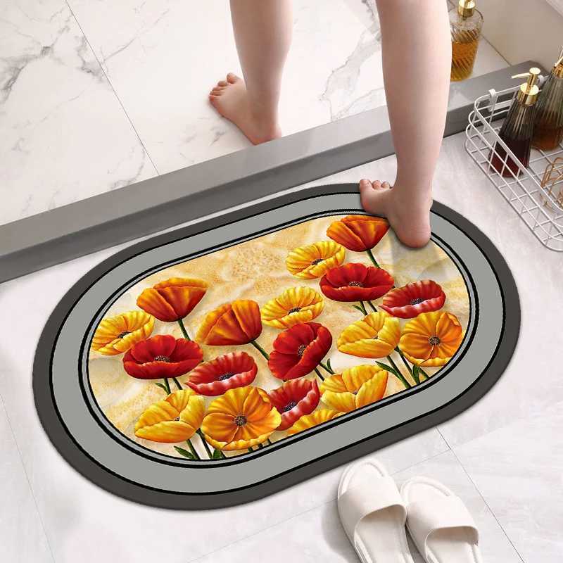 Diatom mud bathroom non-slip foot mat toilet absorbent door mat toilet dirt-resistant carpet toilet door mat H251205