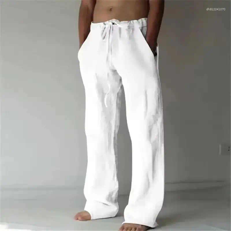 Men's Pants 2025 Men Spring Summer Quality Trousers Mens Cotton Breathable Comfortable Casual Home Straight Linen