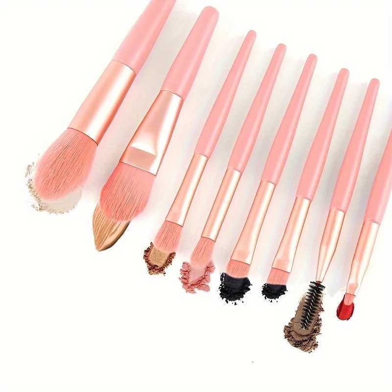8pcs mini portable makeup brush beginner Macaron plastic handle makeup brush travel makeup brush foundation make-up brushT251205