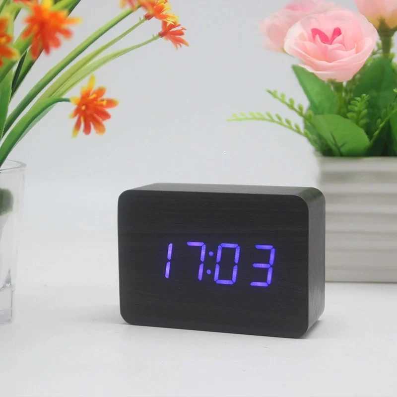 Smart led wooden alarm clock bedside fashionable luminous digital USB powered electronic alarm clock M251205 - view 4