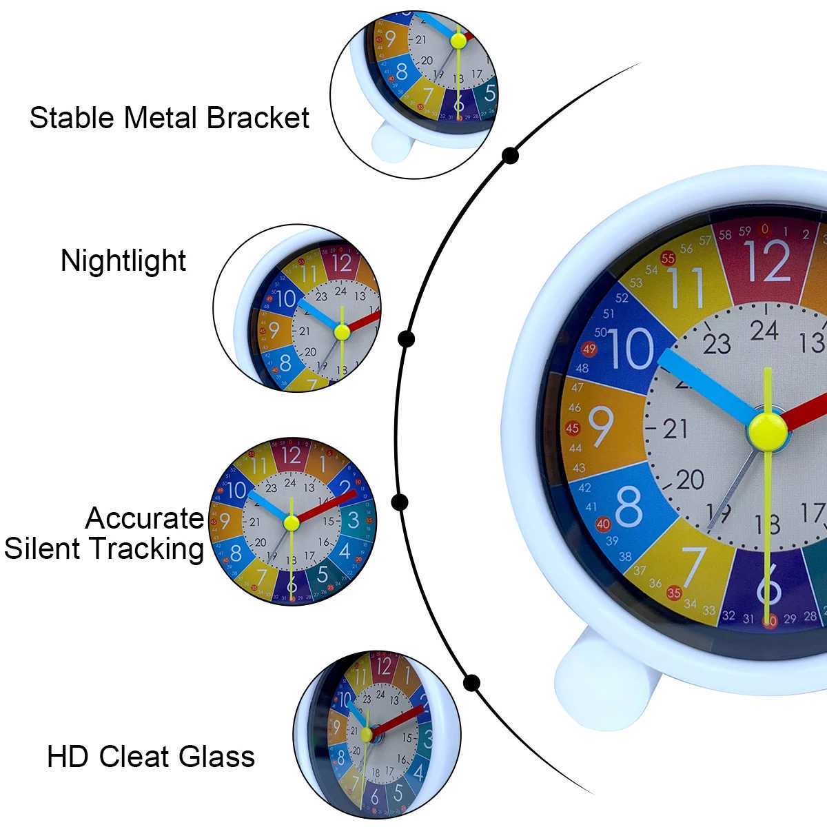 Cute Childrens Educational Alarm Clock Bedroom Desktop Early Education Small Animal Round Mute For Boy Girls Home Decoration M251205 - view 7
