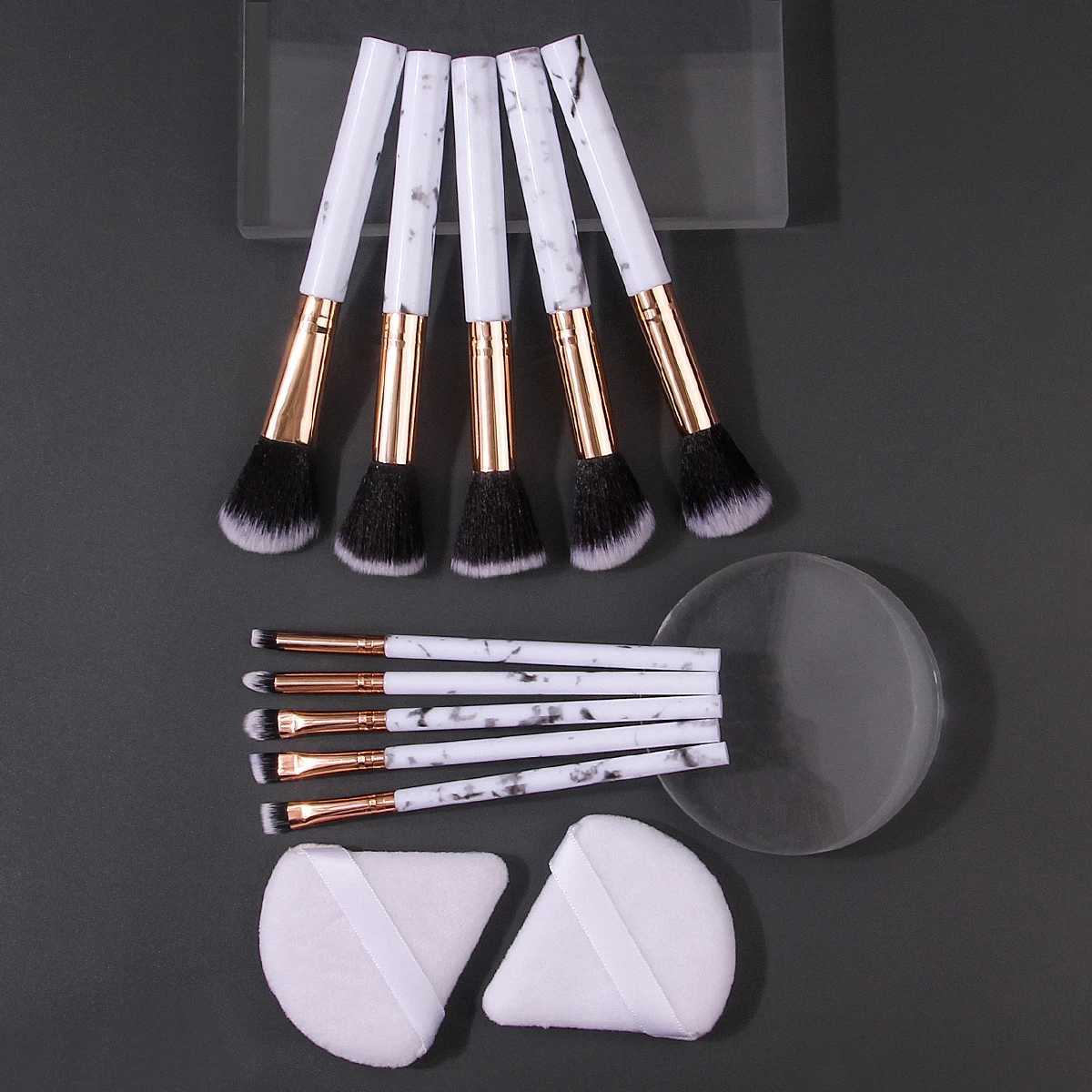 12PCS high-quality makeup brush set loose powder brush eyeshadow brush makeup set brush soft triangular powder puffT251205
