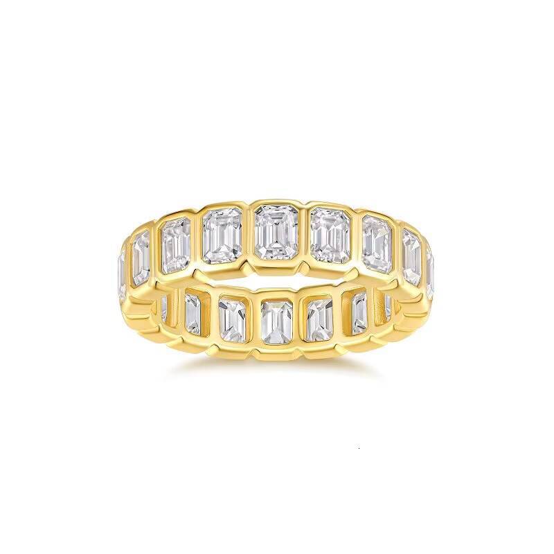 027CTW Emerald Cut Moissanite Full Eternity Ring 925 Sterling Silver for Daily Wear Wedding Anniversary Gift