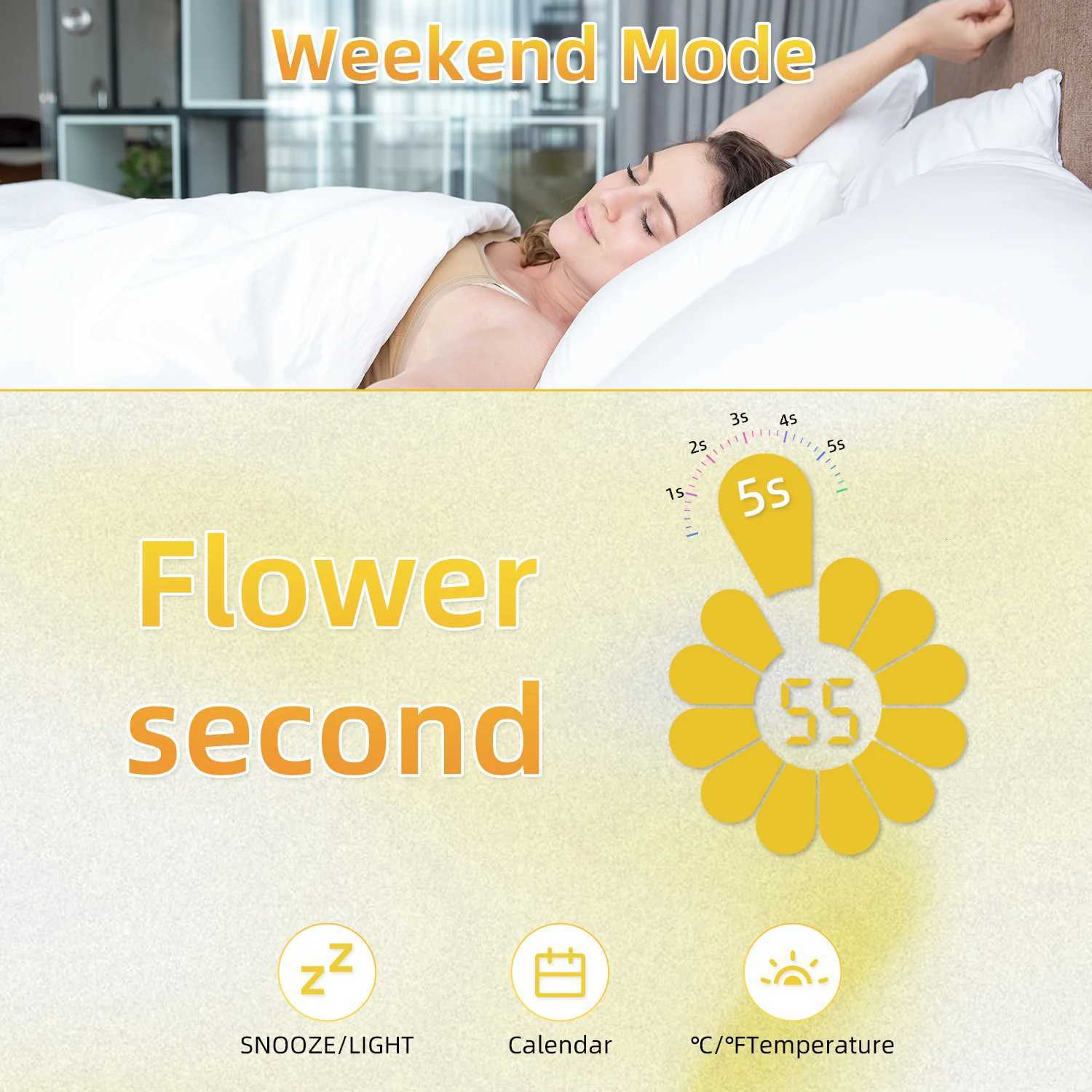 2025 New Multifunctional LCD Digital Alarm Clock - Large Display with Snooze for Adult Kids Sunflower Design Desk Clock M251205 - view 5