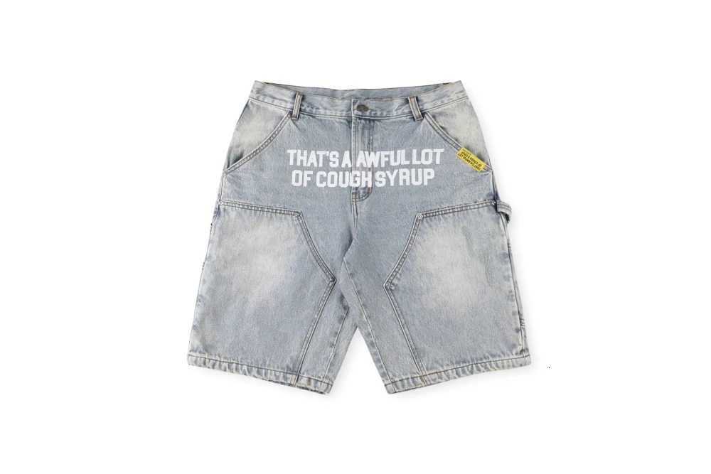 American Denim Shorts Men Personality Brand Diamond Inlaid Print Jeans Men Casual Pants X251205