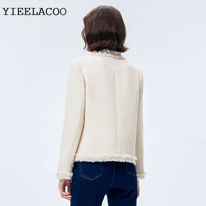 Fashion 2026 Beige Tweed Jacket Professional V-Neck Spring /Autumn Women's Business Ladies One-Piece Classic Jacket Designer