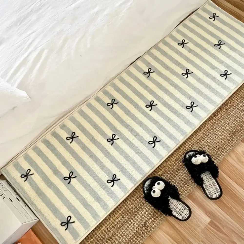 VIKAMA Simple Style Bedroom Rug Room Decoration Girls Bed Mat Home Decoration Soft Plush Strip Area Rug H251205