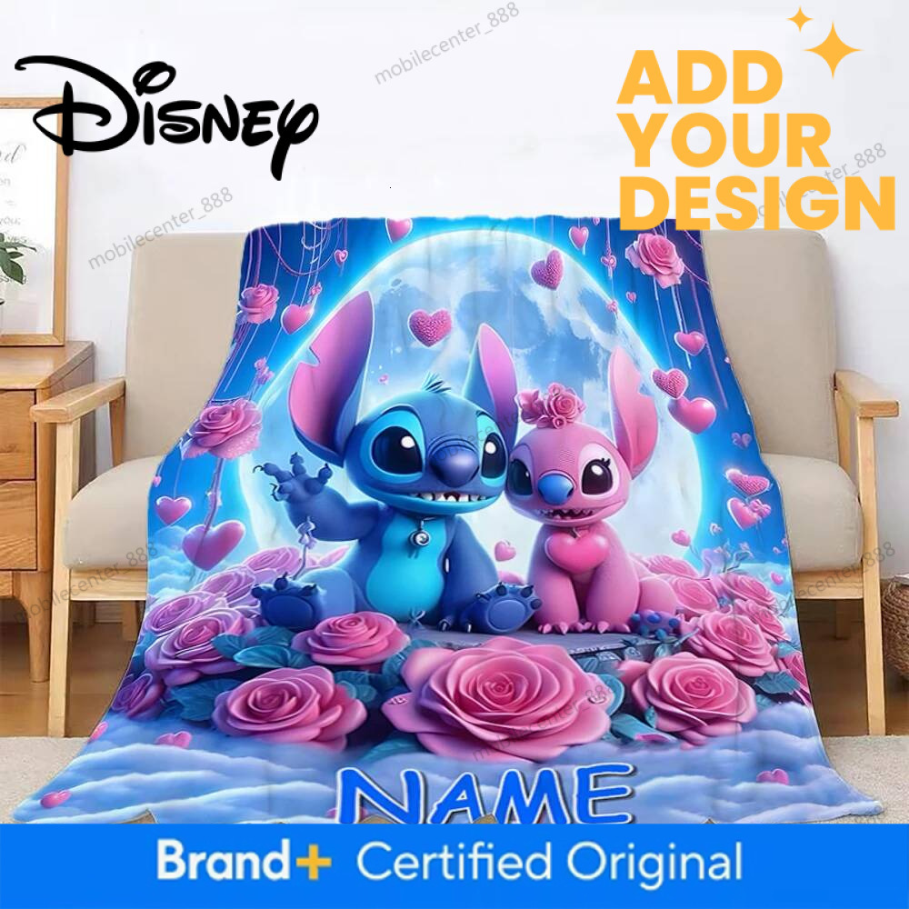 Customized Name Personalized Blanket, Disney Stitch Princess Cars Print Birthday Christmas Gift Sofa Bed Camping Blanket - view 3