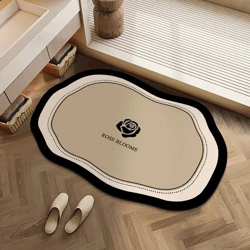 Retro style special-shaped diatom mud bathroom floor mat water absorption non-slip and quick-drying toilet toilet door mat H251205
