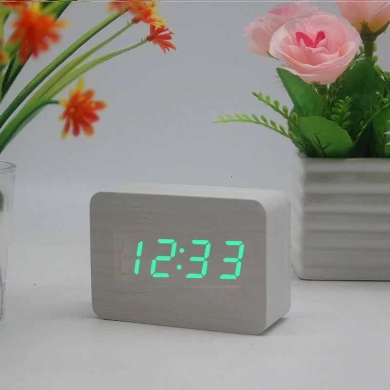 Smart led wooden alarm clock bedside fashionable luminous digital USB powered electronic alarm clock M251205 - view 3