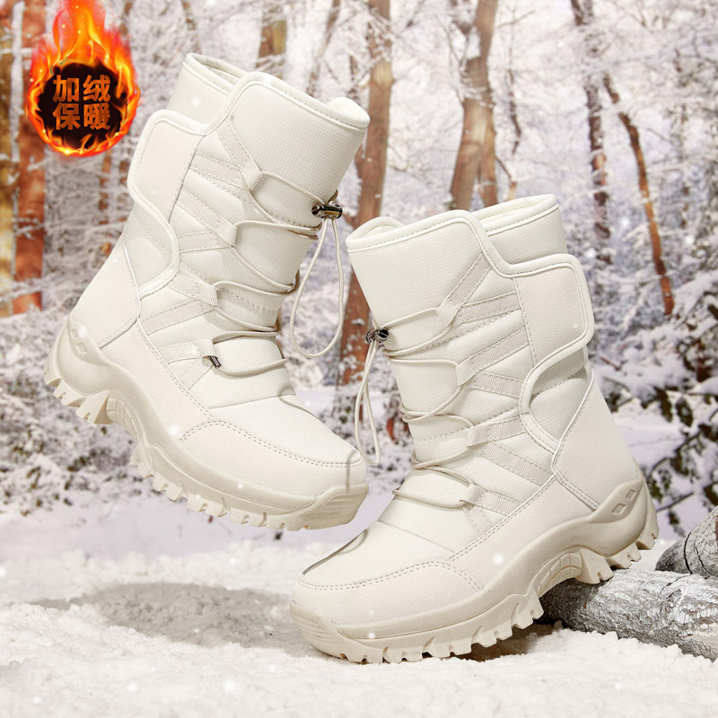 Winter Snow Boots Womens Non Slip Outdoor Waterproof Mid Calf Boots with Warm Faux Fur Lined Fashion Shoes 241218