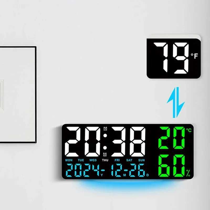 Digital Wall Clock with Atmosphere Lights Remote Control TEMP Humidity Display LED Large Table Clock Multifunctional Alarm Clock M251205 - view 6