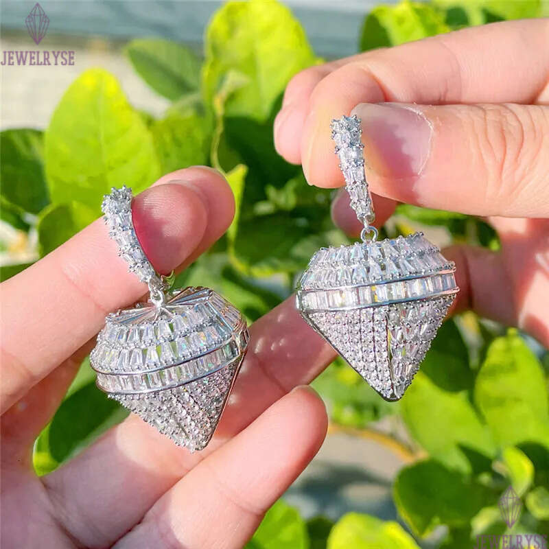 Luxury fashion charm full diamond earring designer for woman party South American AAA Cubic Zirconia Copper Bride Wedding Engagement Silver Earrings G