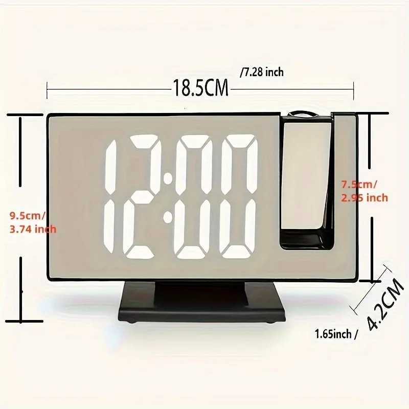 1PC Mirror multifunctional projection alarm clock Intelligent luminous clock Bedroom large screen projection clock M251205 - view 4